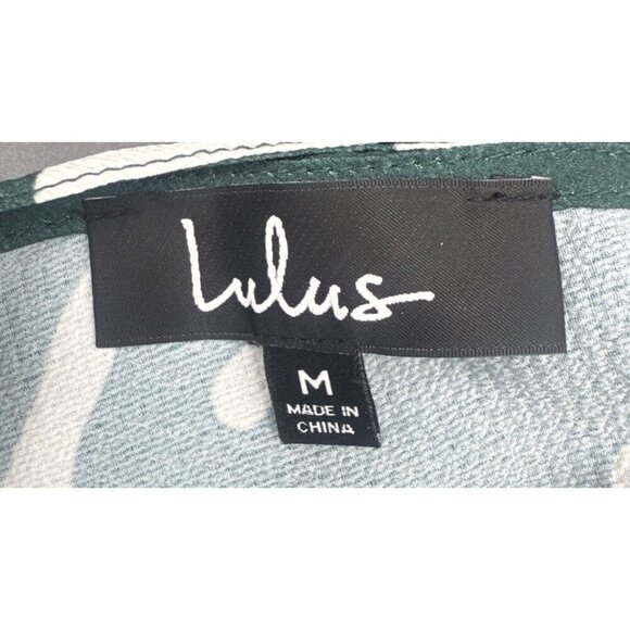 Lulu’s Women’s Dark Green Leaf Print Lined Romper Tie Back Sz M NEW - Picture 4 of 7